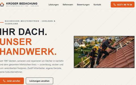 Vorschau der Demo-Website Krüger Bedachung