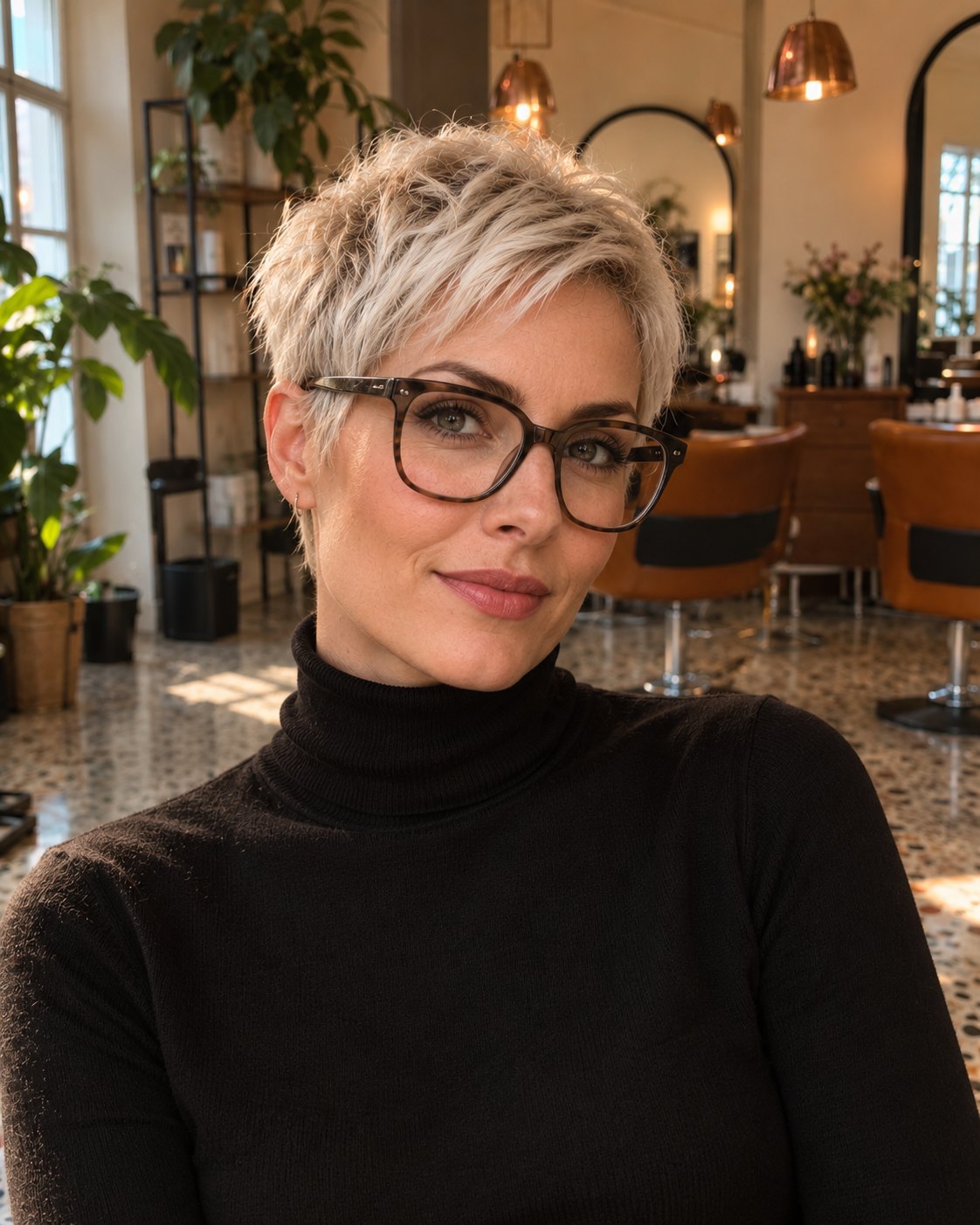 Kurzer Pixie-Schnitt in kühlem Blond