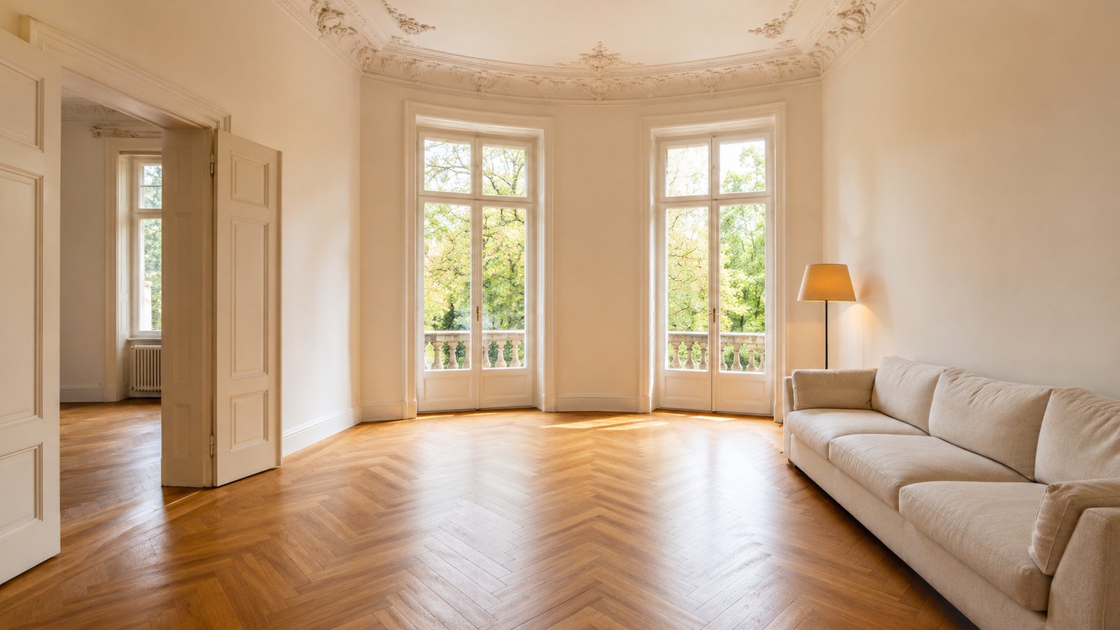 Helle Altbauwohnung mit Stuck und Fischgrätparkett