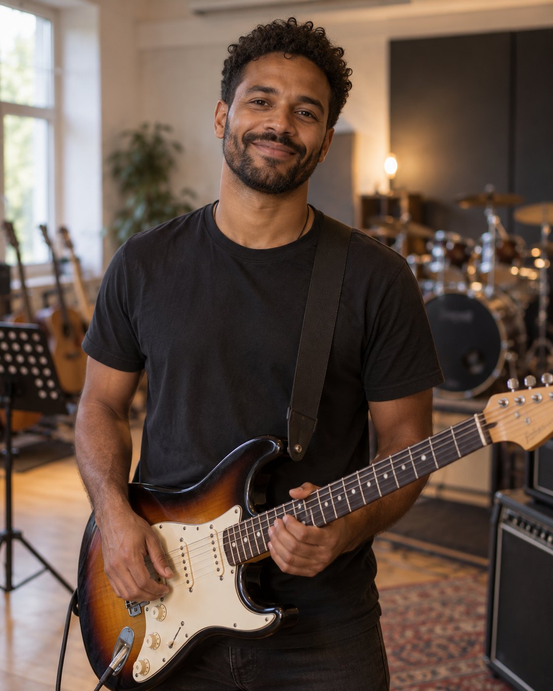 Ben Okafor mit E-Gitarre